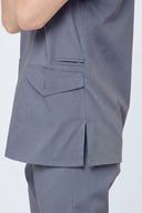 Side details on the Mist Grey Avison Scrub Top