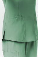 Pocket and side slit details on the Smoke Mint CST203 Scrub Top