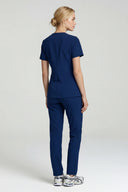 Back fit of the Indigo Blue Mild280 Zip Scrub Top by Good Uniform