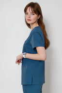 Side fit of the Methyl Blue ST215 Scrub Top by Good Uniform