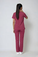 Back fit of the Dusty Rose ST247 Scrub Top by Good Uniform full shot