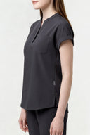 Pocket, neckline and seam details on the Grey CST202 Scrub Top