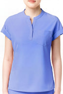 Pocket, neckline and seam details on the Lavender Blue CST202 Scrub Top