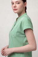 Side fit of the Smoke Mint CST202 Scrub Top by Good Uniform