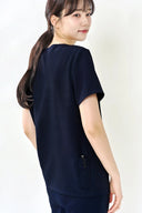 Side and back fit of the Stellar Navy ST002 Scrub Top by Good Uniform