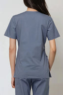 Back fit of the Mist Grey Avison Scrub Top by Good Uniform