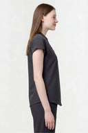 Side and back fit of the Grey CST202 Scrub Top by Good Uniform