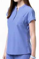 Side fit of the Lavender Blue CST202 Scrub Top by Good Uniform