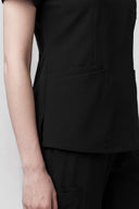 Pocket and side slit details on the Jet Black CST203 Scrub Top