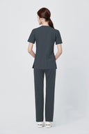 Back fit of the Deep Slate Mild280 Zip Scrub Top by Good Uniform