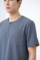 CST102 Round-neck Zip Scrub Top