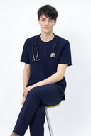CST102 Round-neck Zip Scrub Top