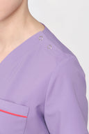 Neckline, seam and shoulder details on the Lavandula ST247 Scrub Top